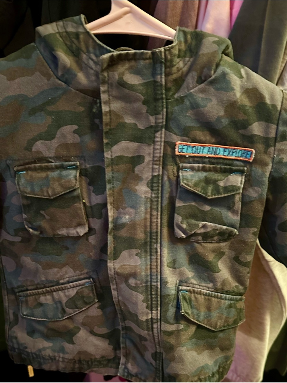Cat & Jack Green Camo Utility Puffer Jacket